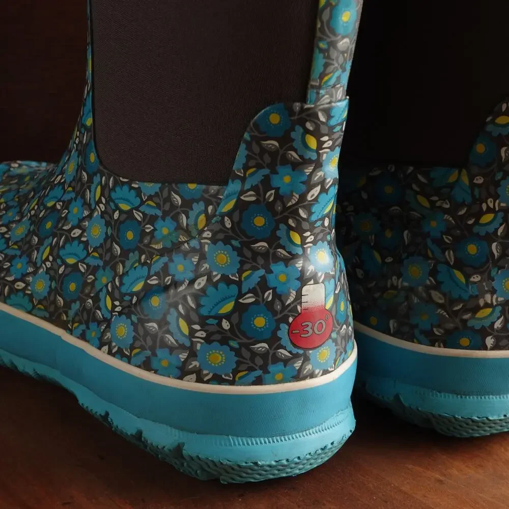 Bogs Boots Girls Size 5 Blue Sweet Pea Classic Owl Waterproof Chore Outdoor Read